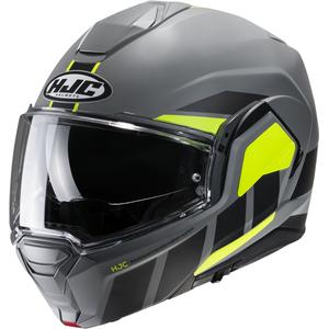 Casco Moto Apribile HJC i100 Beis MC3HSF Nero-Grigio-Giallo Fluo