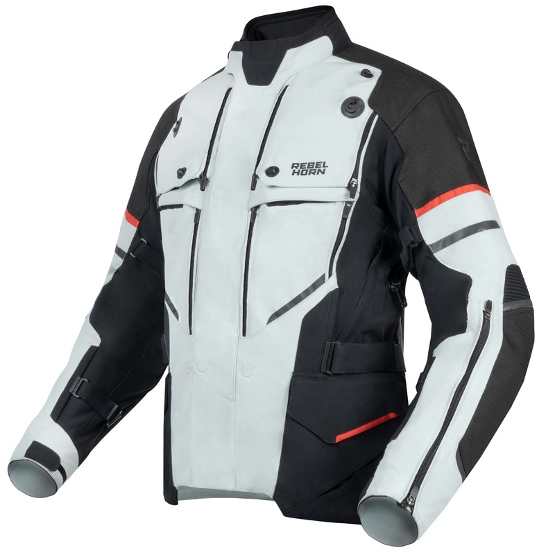 Giacca da moto Rebelhorn Range grigio-nero-rosso