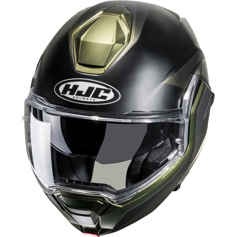 Casco moto HJC i100 Beston MC4SF grigio-verde flip-up Saldi