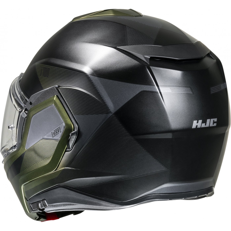 Casco moto HJC i100 Beston MC4SF grigio-verde flip-up Saldi