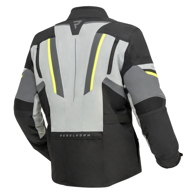 Giacca da moto Rebelhorn Scout nero-grigio-giallo fluo Saldi