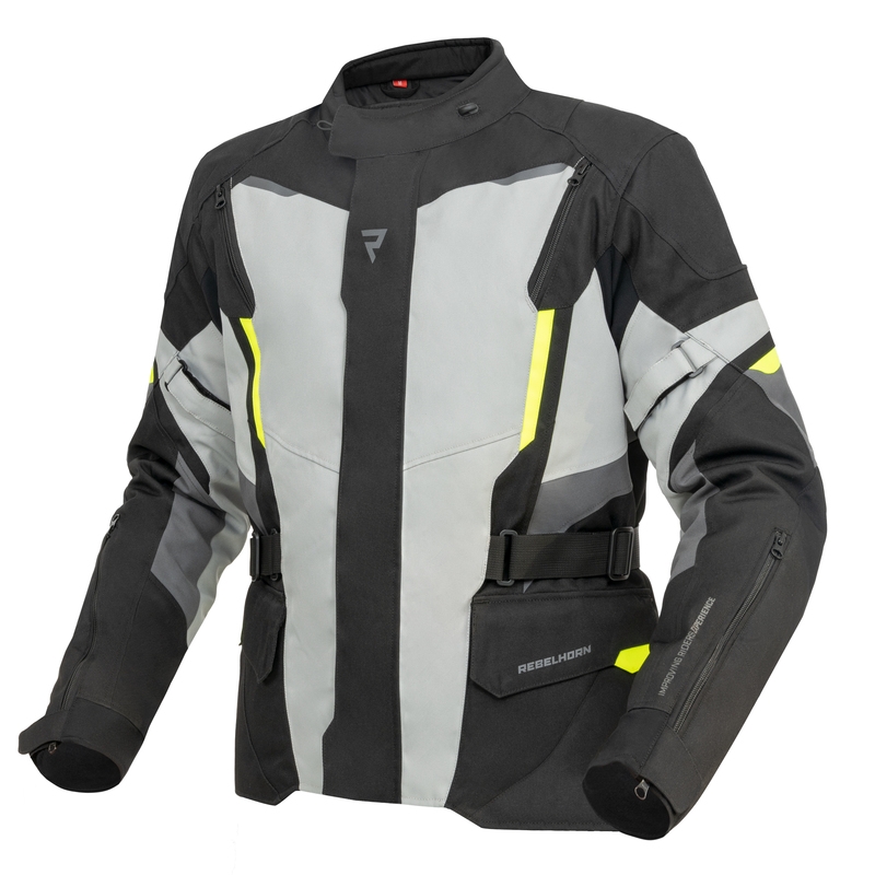 Giacca da moto Rebelhorn Scout nero-grigio-giallo fluo Saldi