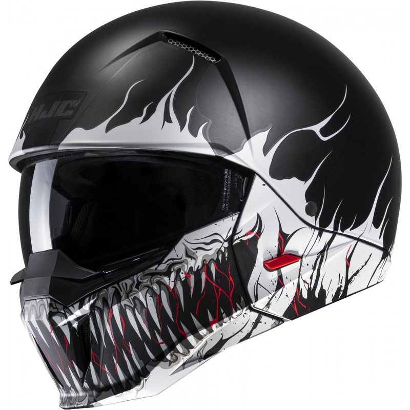 Casco aperto con maschera HJC i20 Scraw MC5SF rosso-bianco-nero Saldi