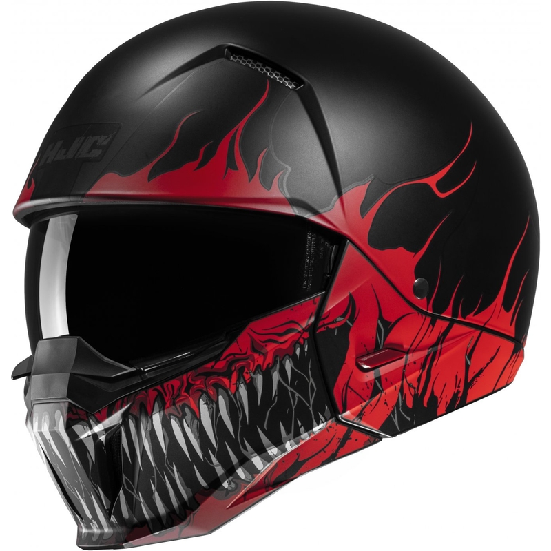Casco jet con maschera HJC i20 Scraw MC1SF bianco-rosso-nero Saldi
