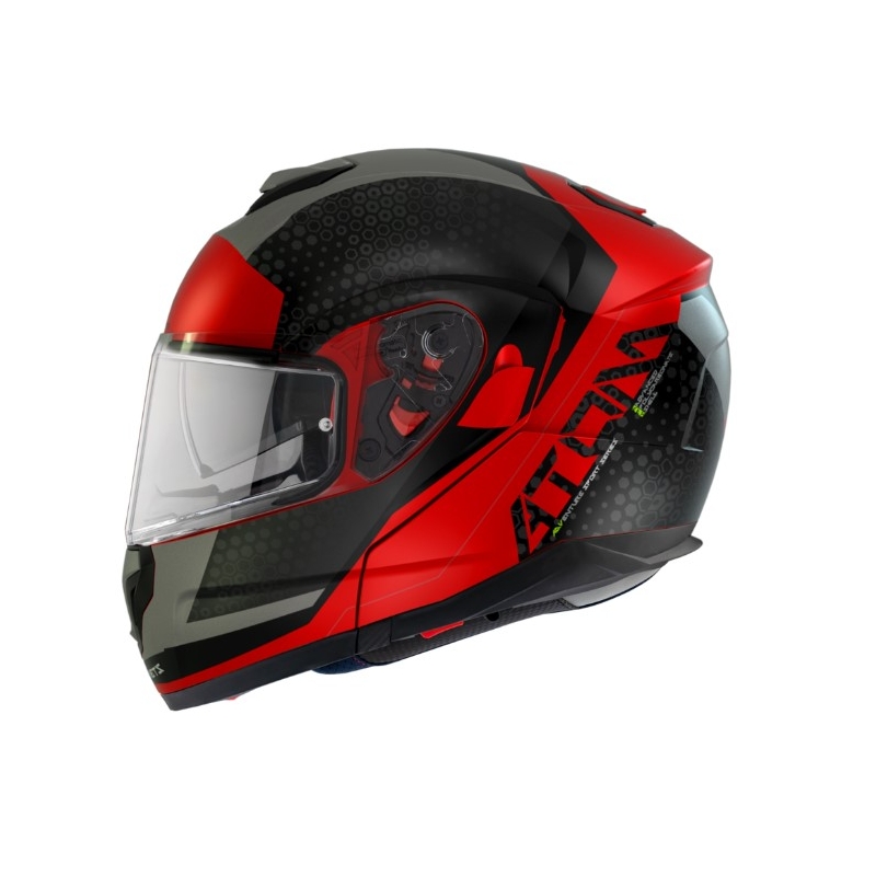 Casco moto apribile MT Atom SV Adventure A5 nero-grigio-rosso
