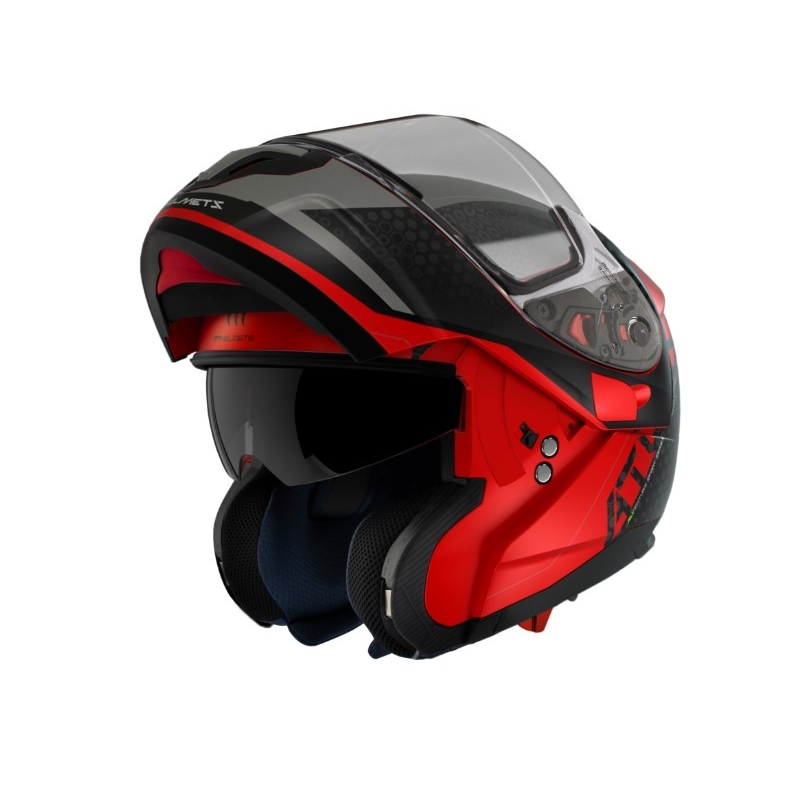Casco moto apribile MT Atom SV Adventure A5 nero-grigio-rosso