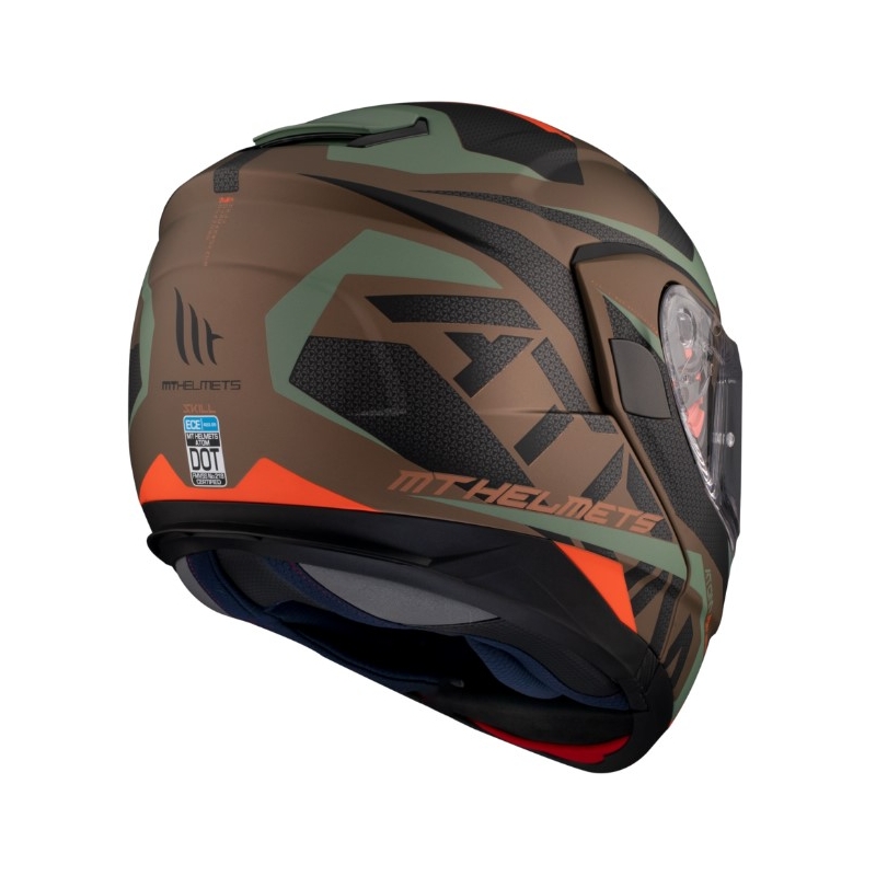 Casco moto MT Atom SV Skill A9 nero-verde-marrone Saldi