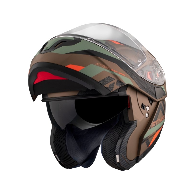 Casco moto MT Atom SV Skill A9 nero-verde-marrone Saldi
