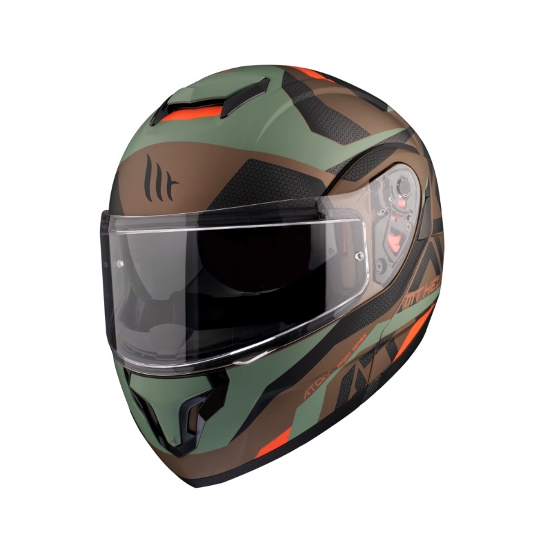 Casco moto MT Atom SV Skill A9 nero-verde-marrone Saldi