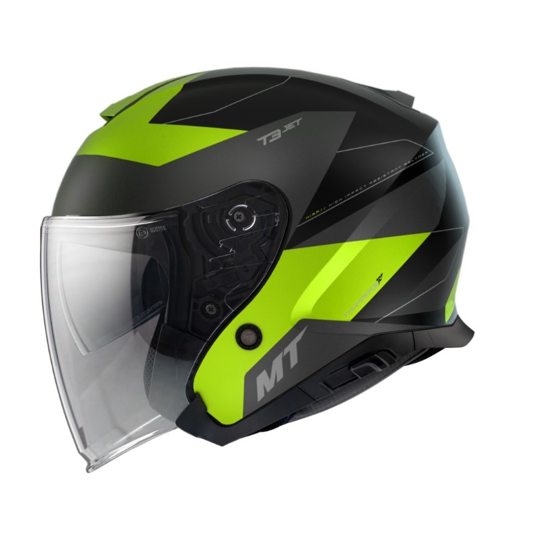 MT Thunder 3 SV Jet Cooper Casco moto aperto nero-grigio-giallo fluo Saldi
