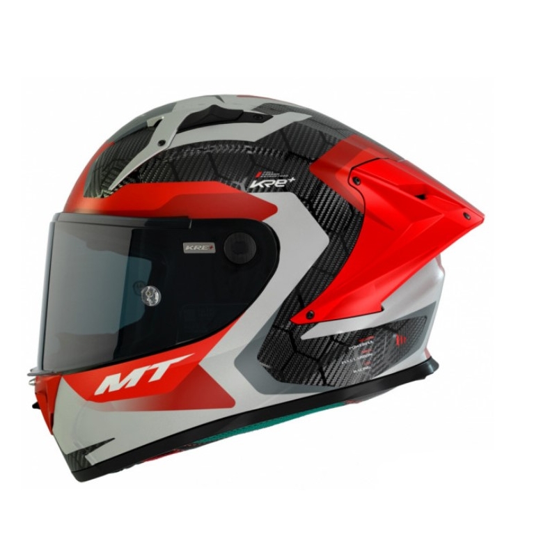 Integrální přilba na motorku MT KRE+ Carbon Powerful C15 šedo-červená