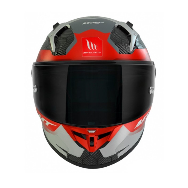 Integrální přilba na motorku MT KRE+ Carbon Powerful C15 šedo-červená
