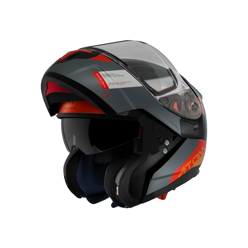 MT Atom SV Gorex B4 nero-grigio-rosso-arancio casco da moto tip-up Saldi