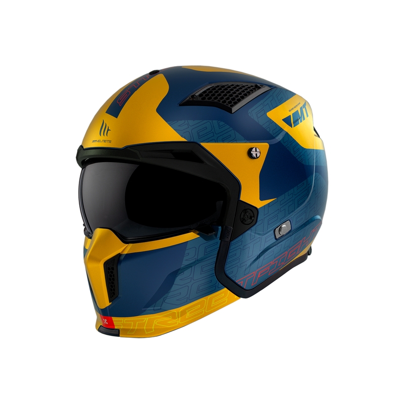 Casco aperto con maschera MT Streetfighter SV Totem C3 blu-giallo