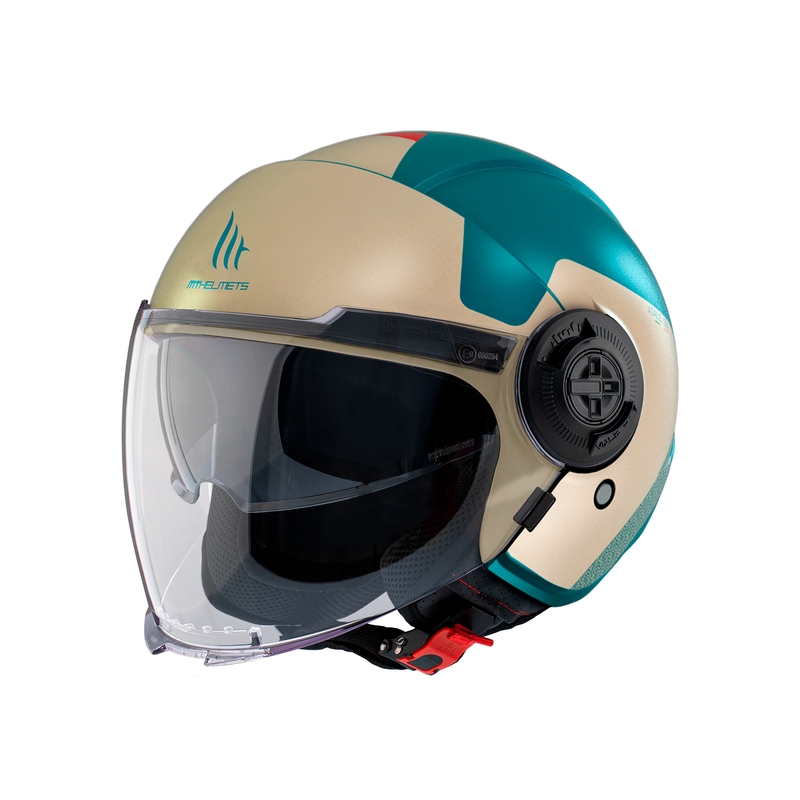 Casco moto aperto MT Viale SV S Beta E7 beige-turchese