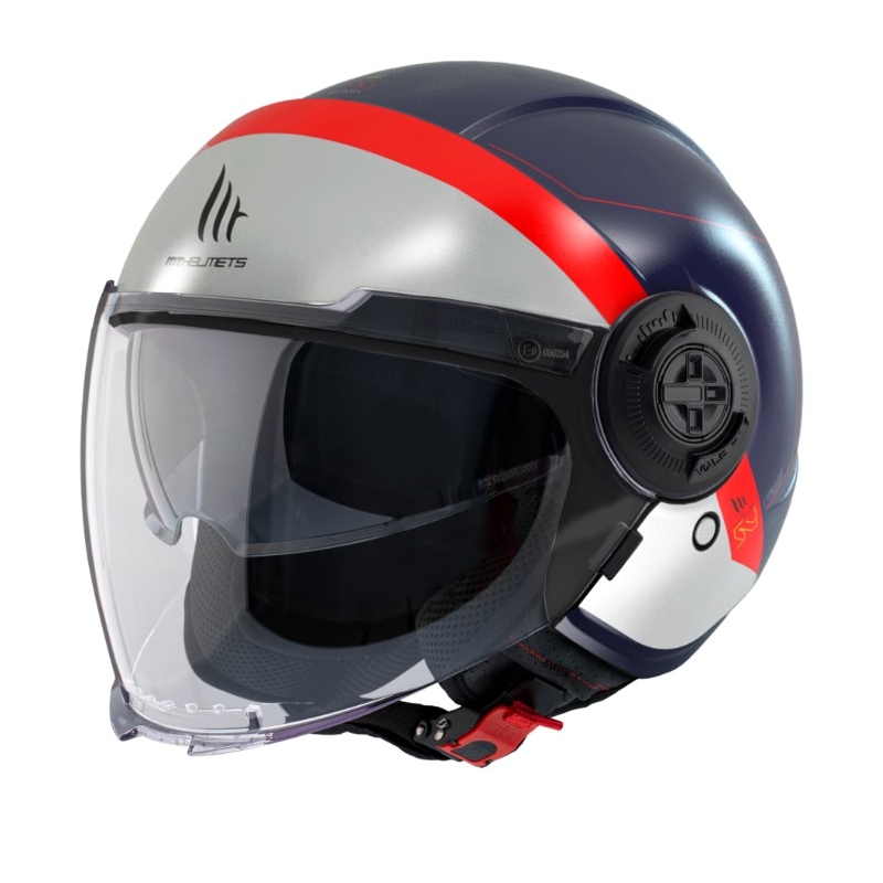 Casco moto aperto MT Viale SV 68 Unità D7 grigio-rosso-blu