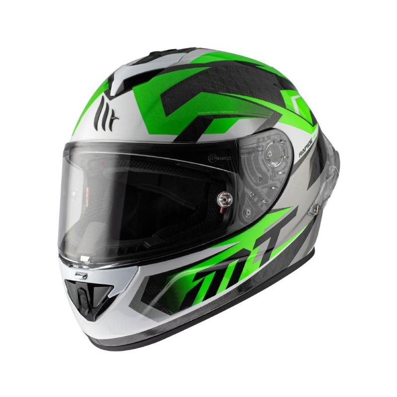 Casco moto integrale MT Rapide Pro Fugaz A6 nero-grigio-bianco-verde vendita Saldi