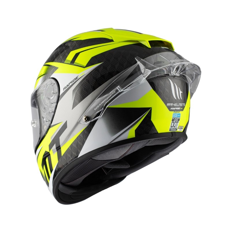 Casco moto integrale MT Rapide Pro Fugaz D3 nero-grigio-bianco-giallo fluo