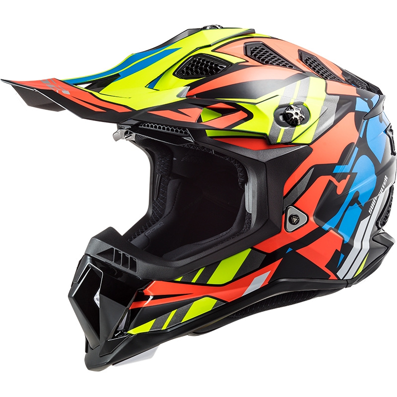 Casco motocross LS2 MX700 Subverter Rascal nero-blu-arancio-giallo fluo