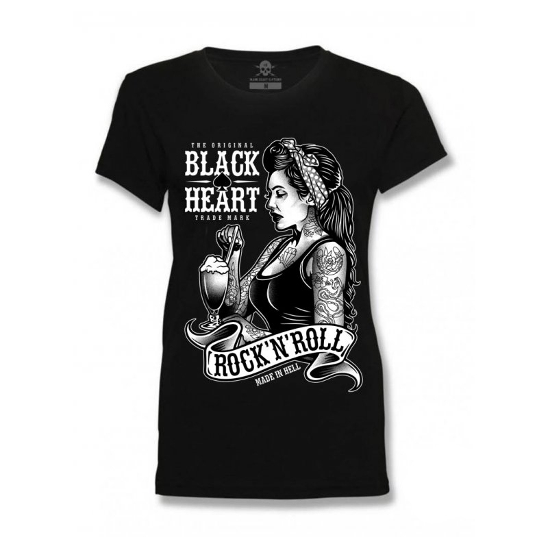 Maglietta donna nera Heart Pin Up Shake Nero