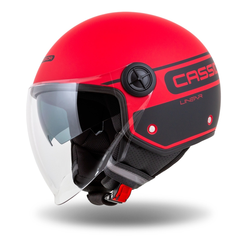 Casco moto Cassida Handy Plus Linear Open Rosso-Nero