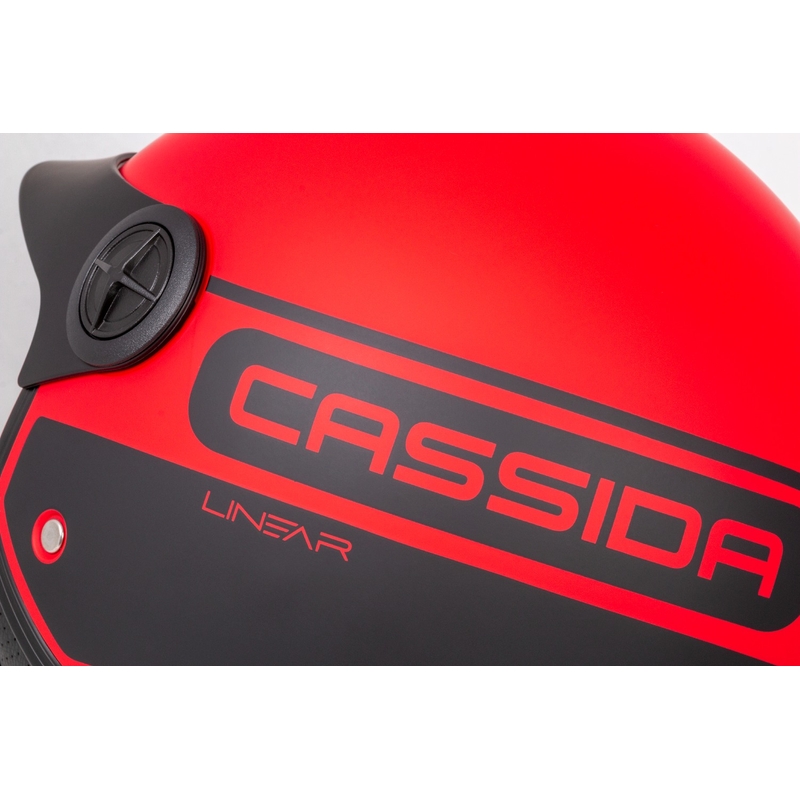 Casco moto Cassida Handy Plus Linear Open Rosso-Nero