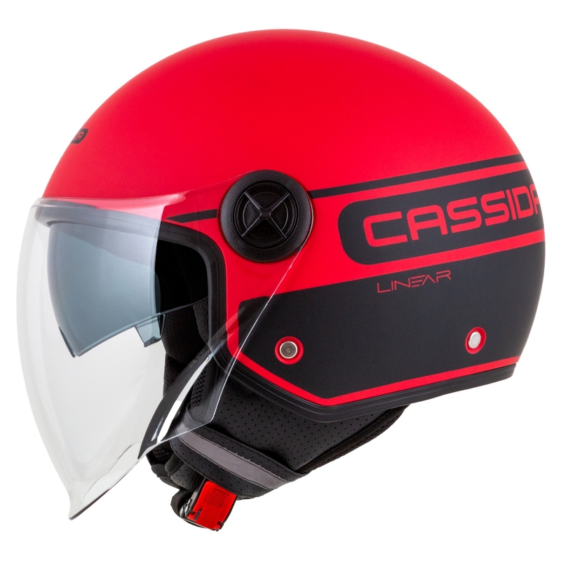 Casco moto Cassida Handy Plus Linear Open Rosso-Nero
