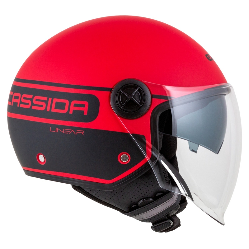 Casco moto Cassida Handy Plus Linear Open Rosso-Nero
