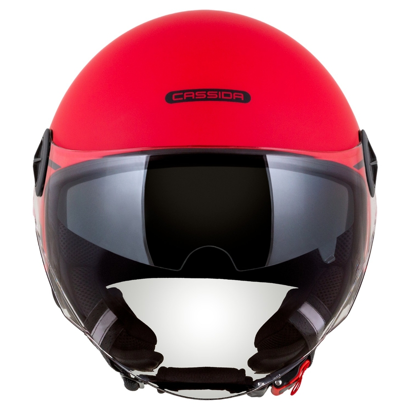 Casco moto Cassida Handy Plus Linear Open Rosso-Nero