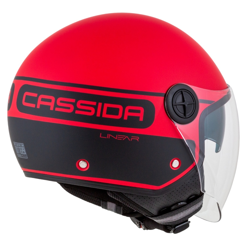 Casco moto Cassida Handy Plus Linear Open Rosso-Nero