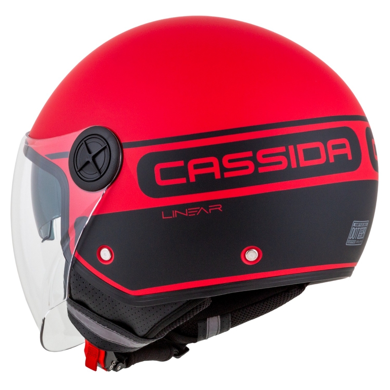 Casco moto Cassida Handy Plus Linear Open Rosso-Nero