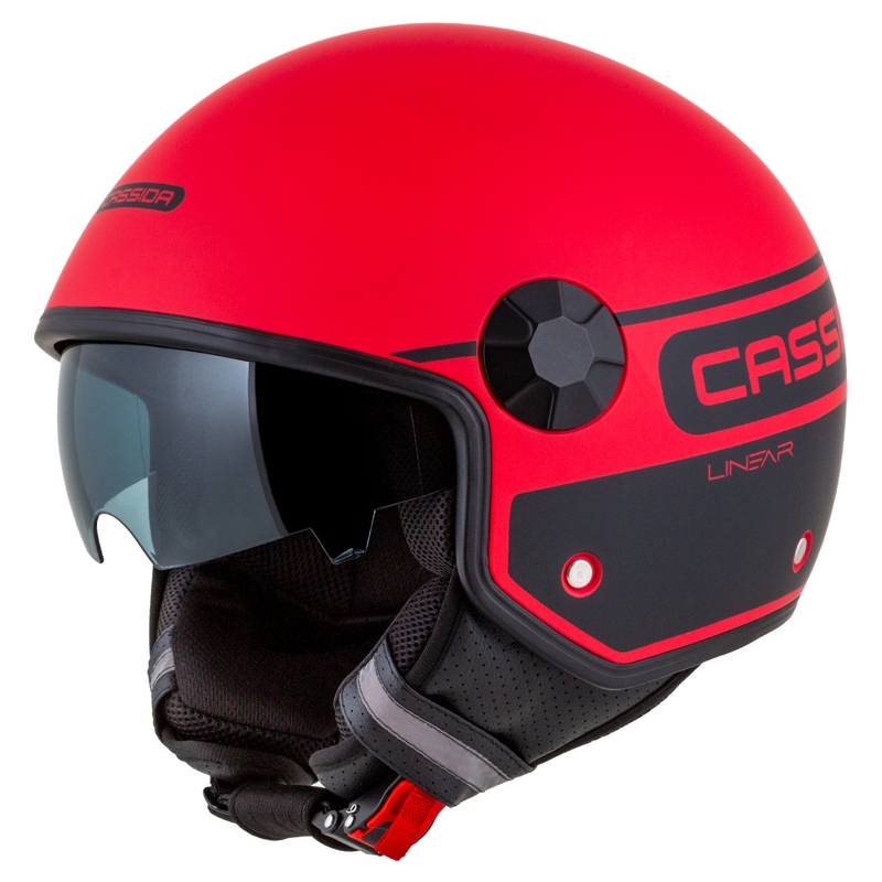 Casco moto Cassida Handy Plus Linear Open Rosso-Nero