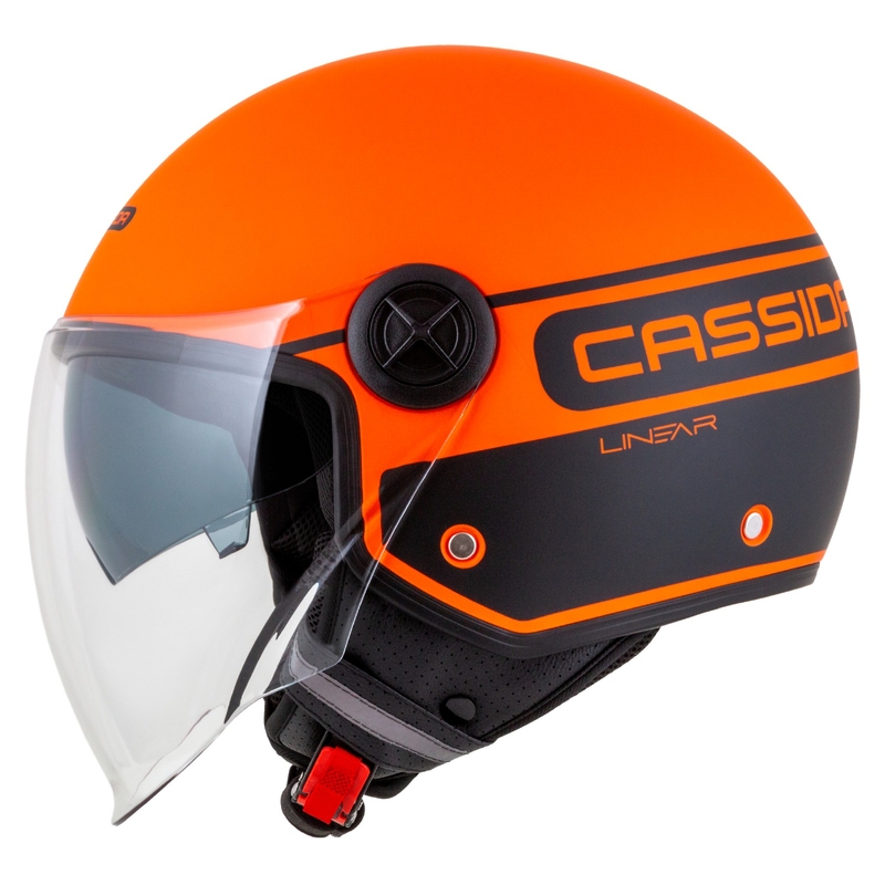 Casco moto aperto Cassida Handy Plus Linear arancio-nero