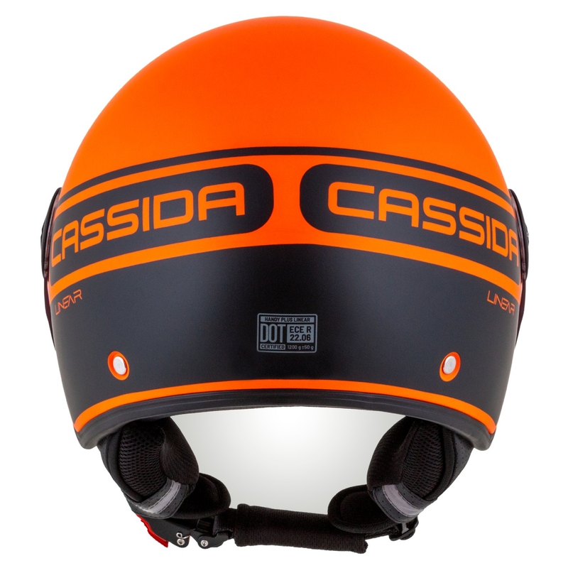 Casco moto aperto Cassida Handy Plus Linear arancio-nero