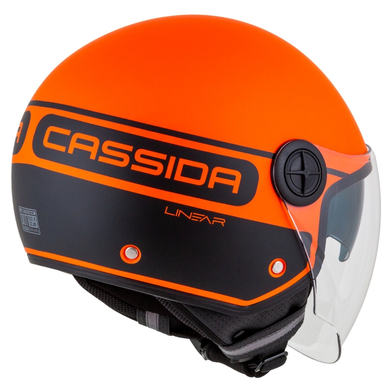 Casco moto aperto Cassida Handy Plus Linear arancio-nero