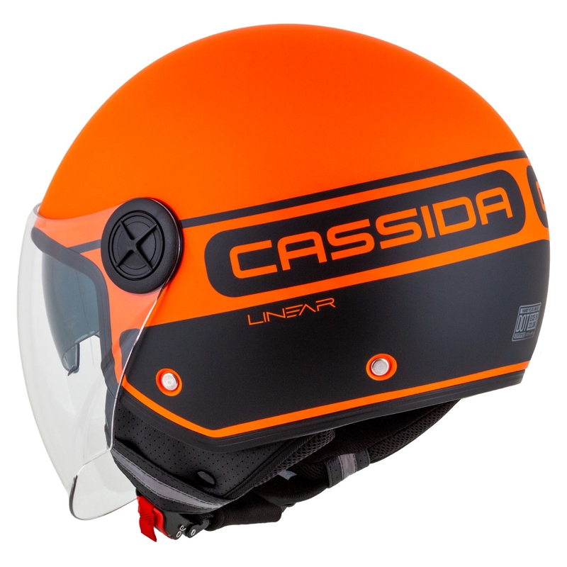 Casco moto aperto Cassida Handy Plus Linear arancio-nero