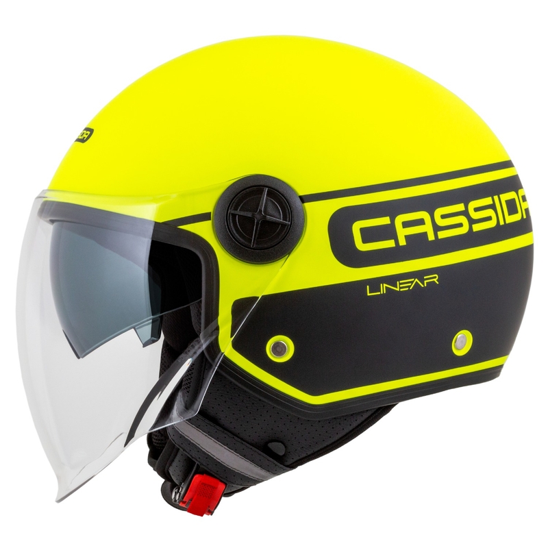 Casco moto aperto Cassida Handy Plus Linear giallo fluo-nero