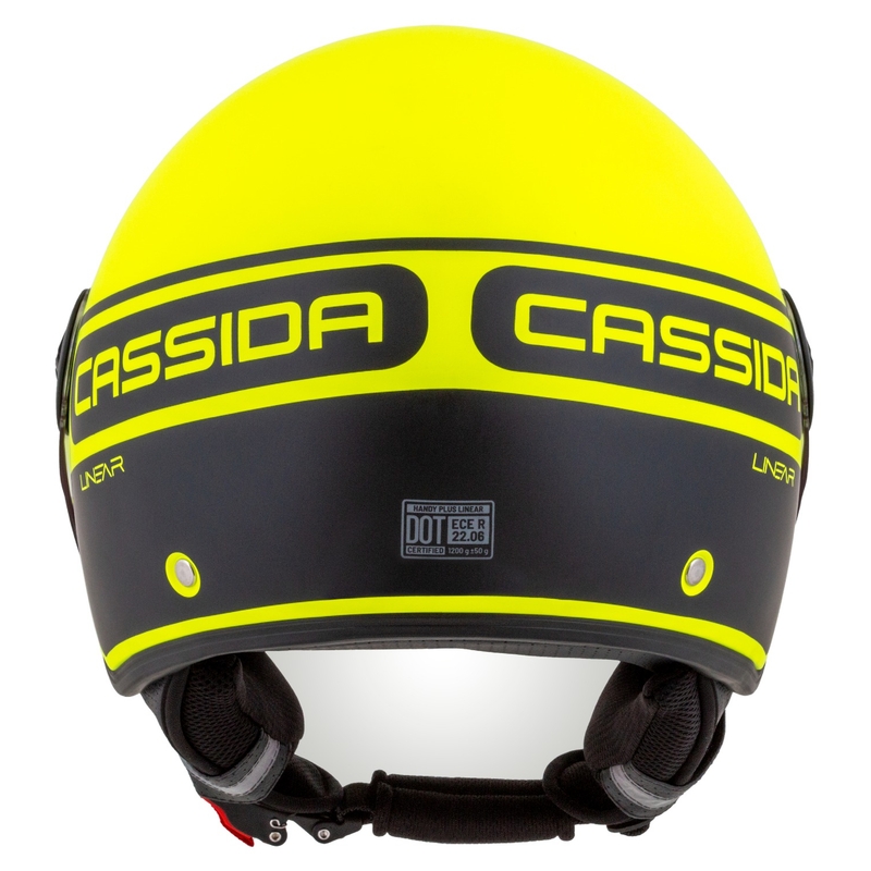 Casco moto aperto Cassida Handy Plus Linear giallo fluo-nero