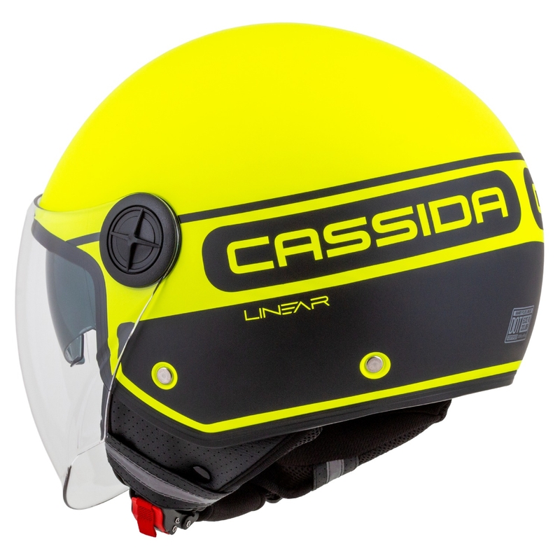 Casco moto aperto Cassida Handy Plus Linear giallo fluo-nero