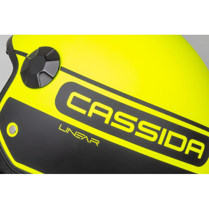 Casco moto aperto Cassida Handy Plus Linear giallo fluo-nero