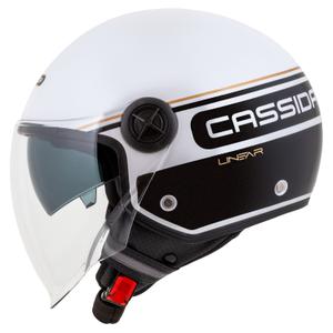 Casco moto aperto Cassida Handy Plus Linear bianco-nero-oro