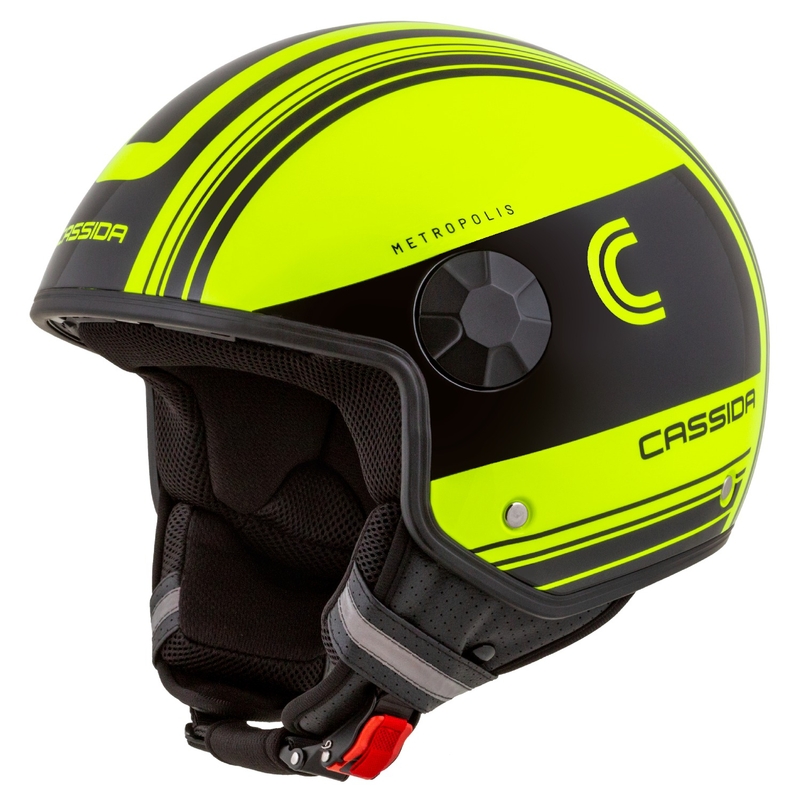 Casco moto aperto Cassida Handy Metropolis Safety giallo fluo-nero-riflettente grigio