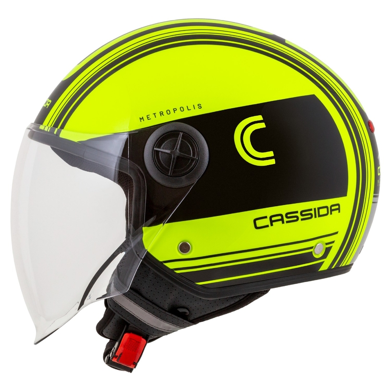Casco moto aperto Cassida Handy Metropolis Safety giallo fluo-nero-riflettente grigio