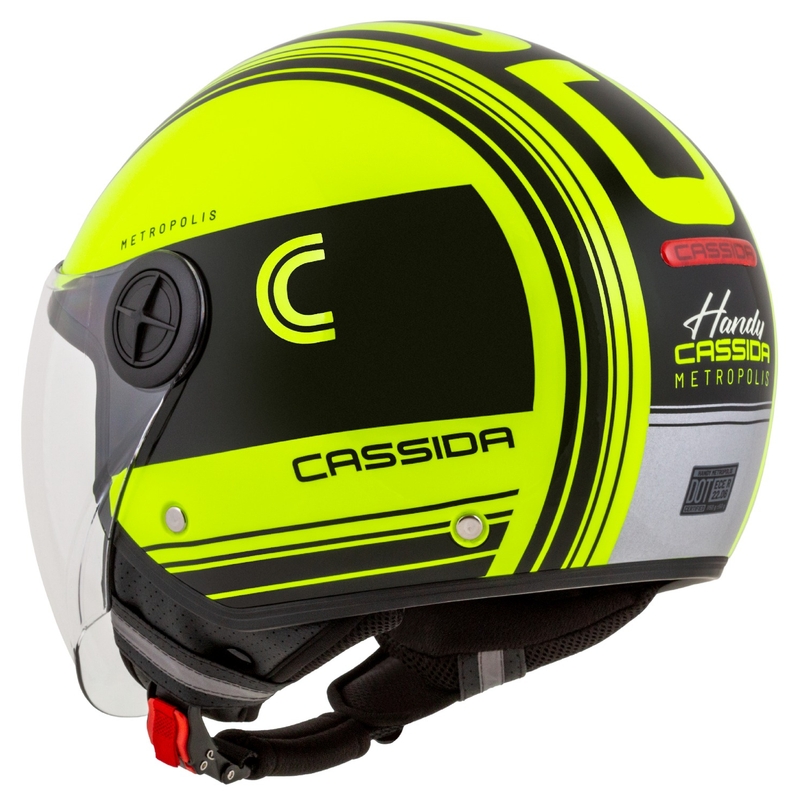 Casco moto aperto Cassida Handy Metropolis Safety giallo fluo-nero-riflettente grigio
