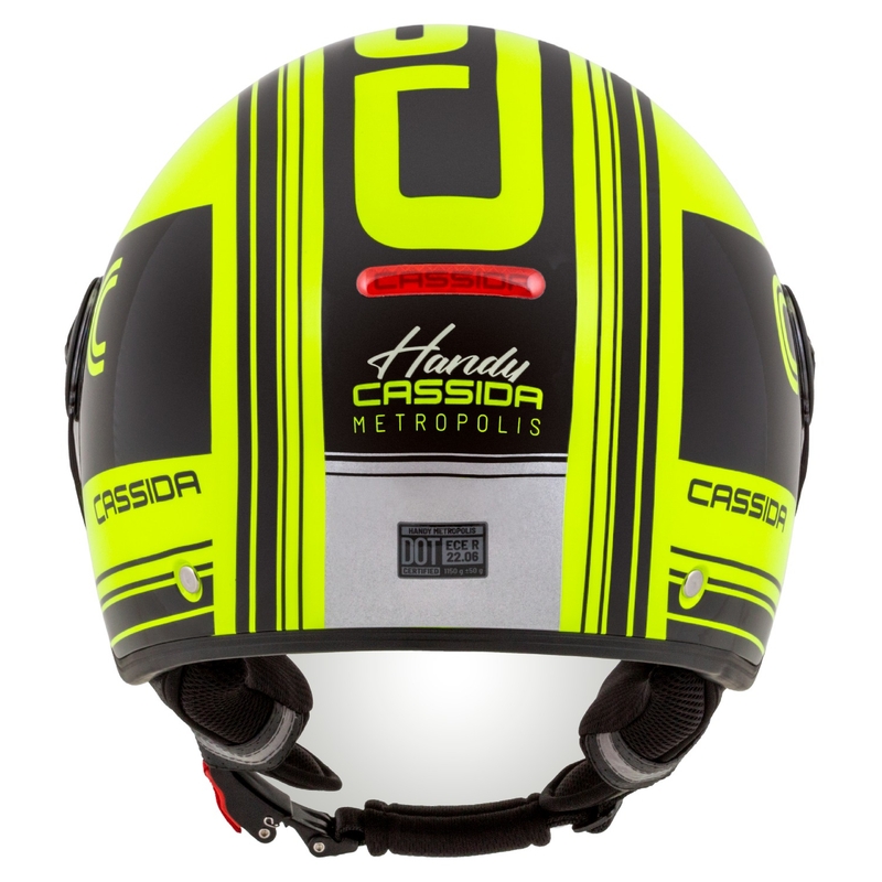 Casco moto aperto Cassida Handy Metropolis Safety giallo fluo-nero-riflettente grigio
