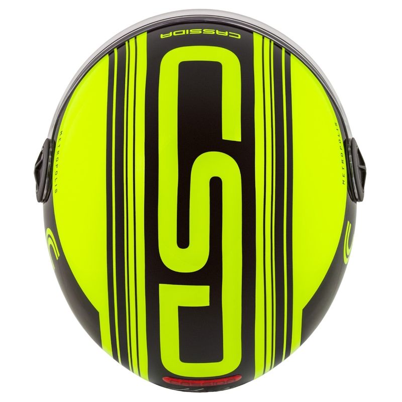 Casco moto aperto Cassida Handy Metropolis Safety giallo fluo-nero-riflettente grigio