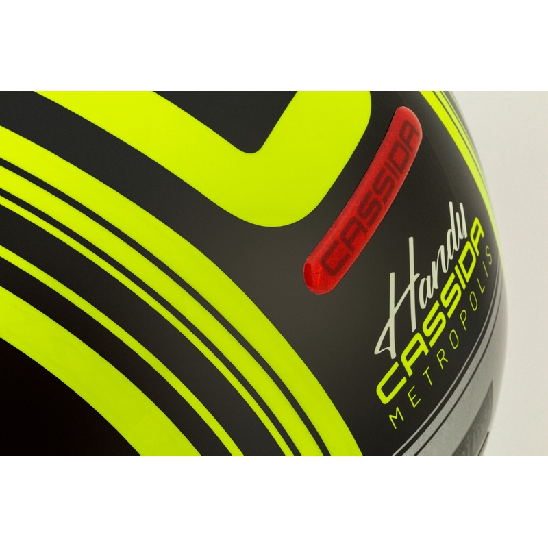 Casco moto aperto Cassida Handy Metropolis Safety giallo fluo-nero-riflettente grigio