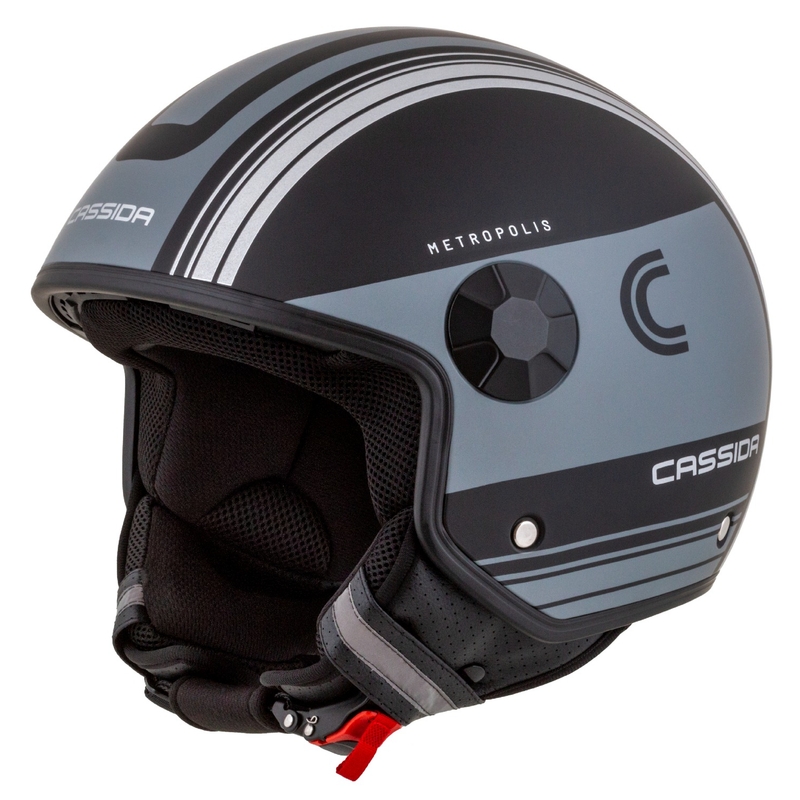 Casco da moto aperto Cassida Handy Metropolis Vision nero-grigio riflettente