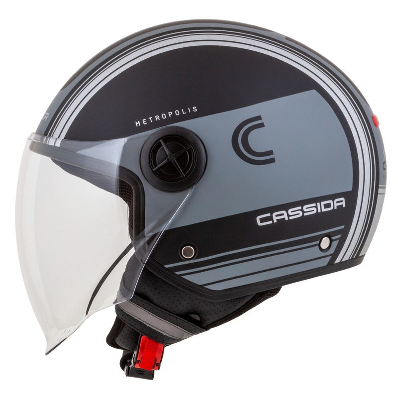 Casco da moto aperto Cassida Handy Metropolis Vision nero-grigio riflettente