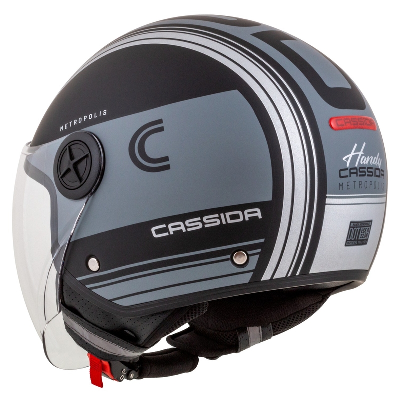 Casco da moto aperto Cassida Handy Metropolis Vision nero-grigio riflettente